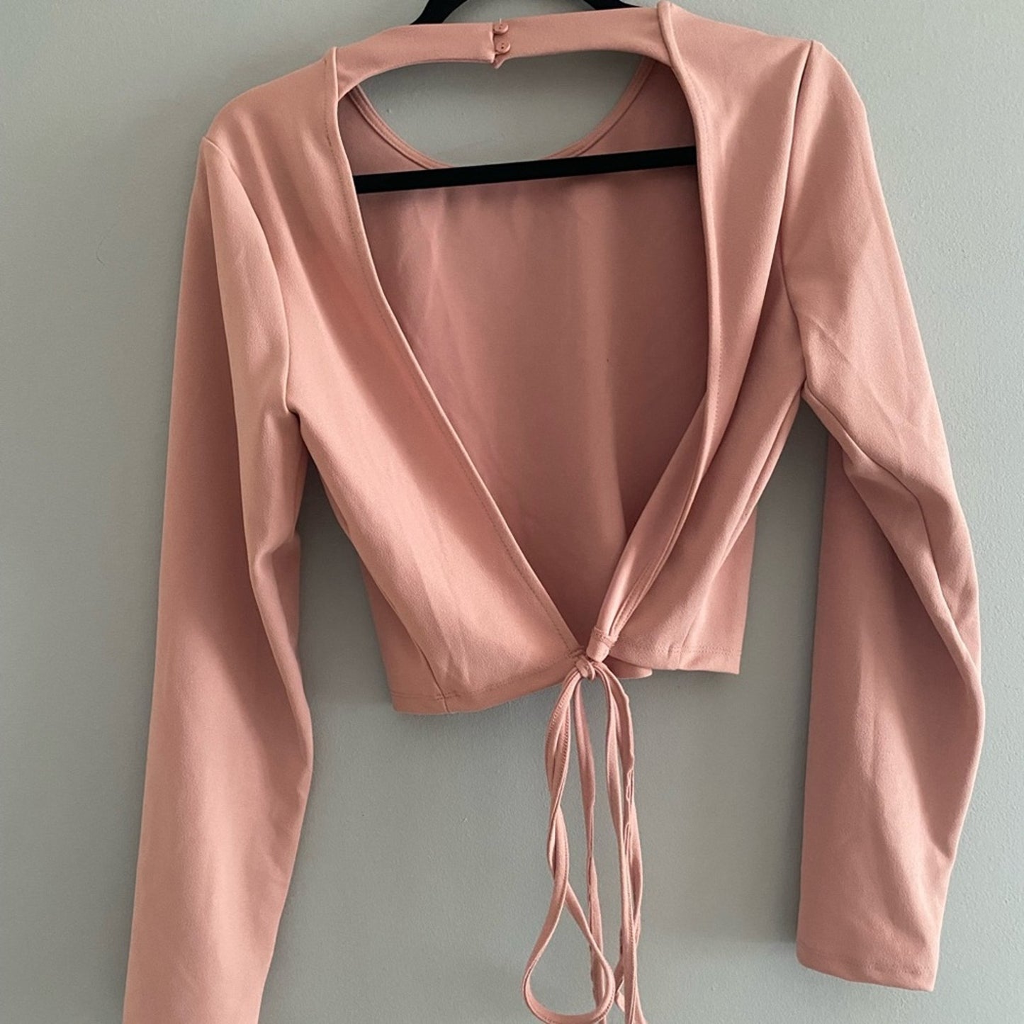 NWT Zara Pink Cropped Wrap Shirt Size XL