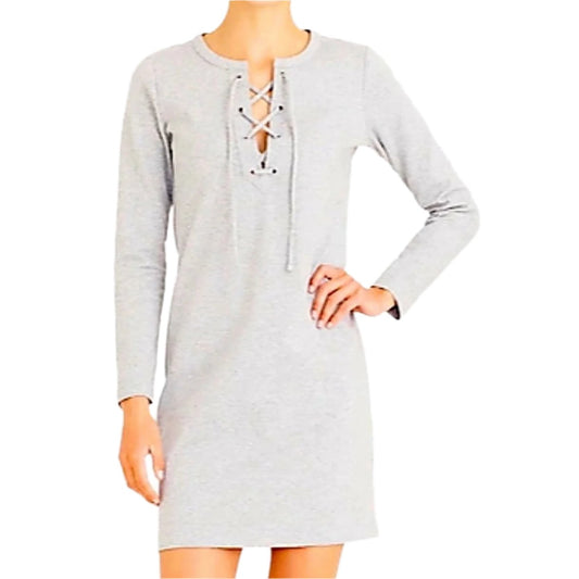 NWOT J Crew Mercantile Gray Lace Up Sweatshirt Dress Size XS