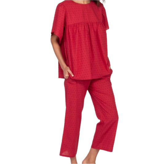 NWT Three J Pajama Top Rosie Red Swiss Dot Size XS