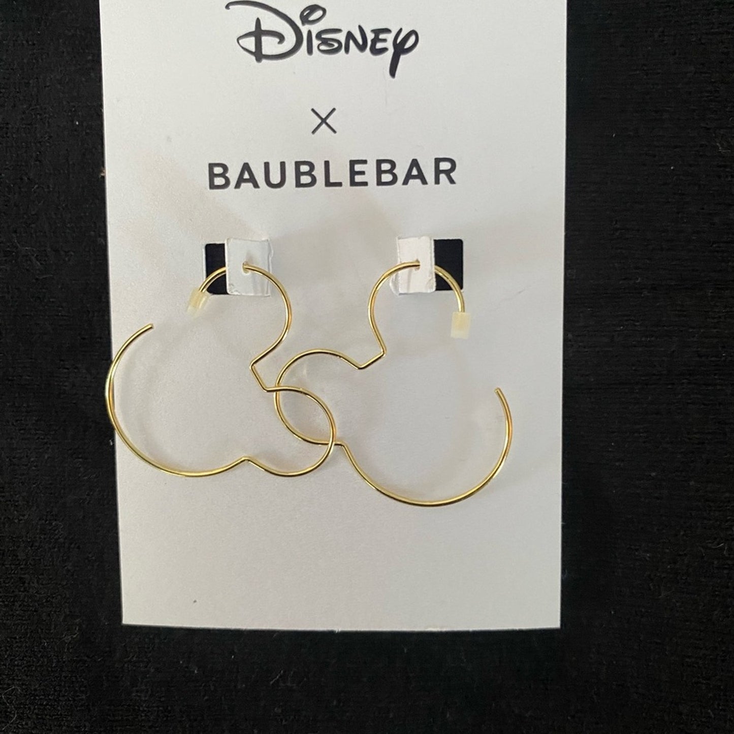 NWT Mickey Mouse Disney 18K Gold Sterling Silver Threader Hoop Earrings