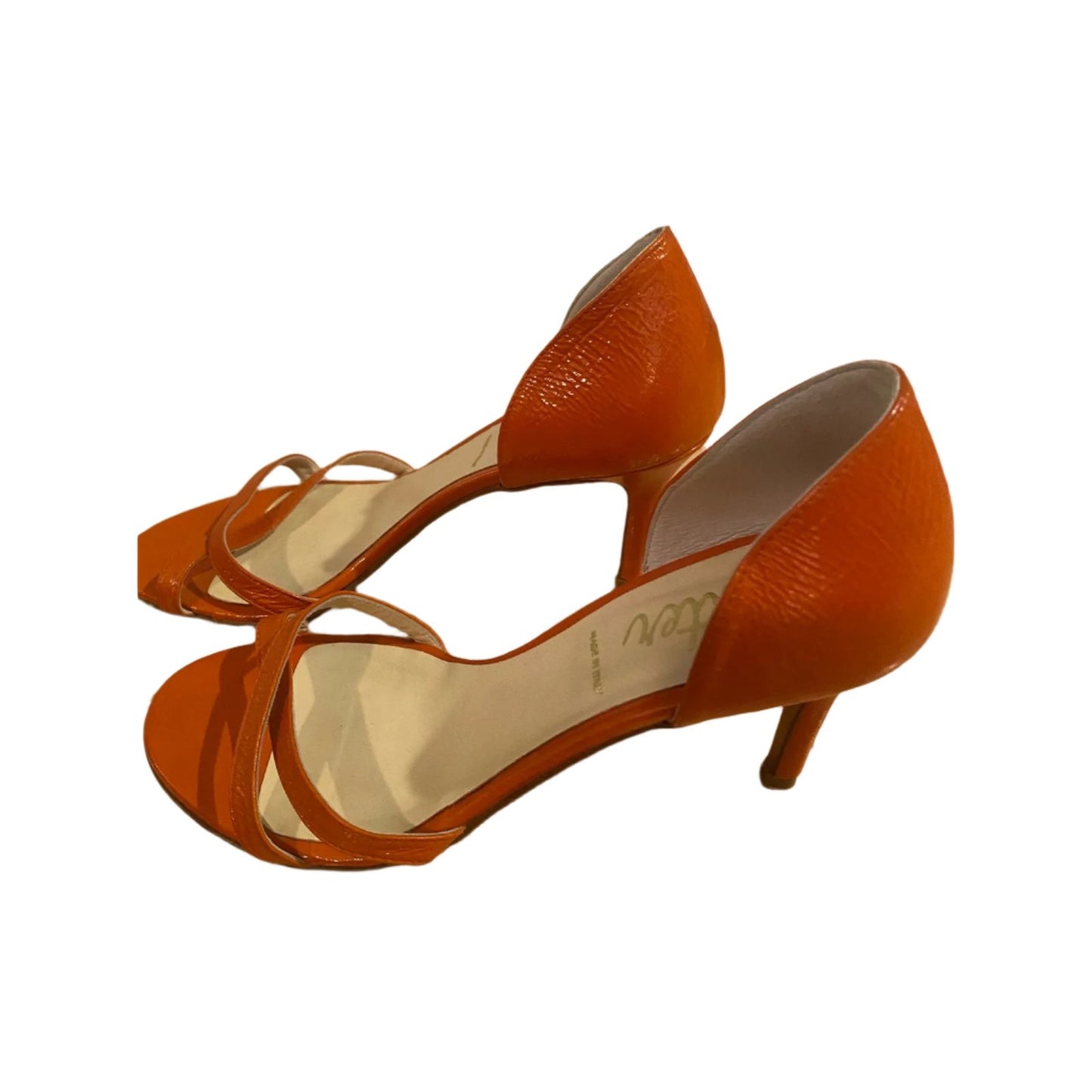 Butter Patent Leather Orange Heels Size 7.5