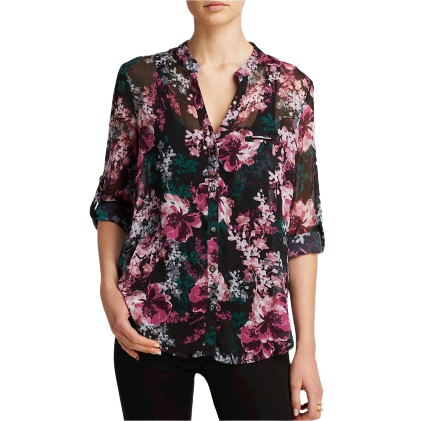 Kut From the Cloth Jasmine Floral Print Blouse Size L