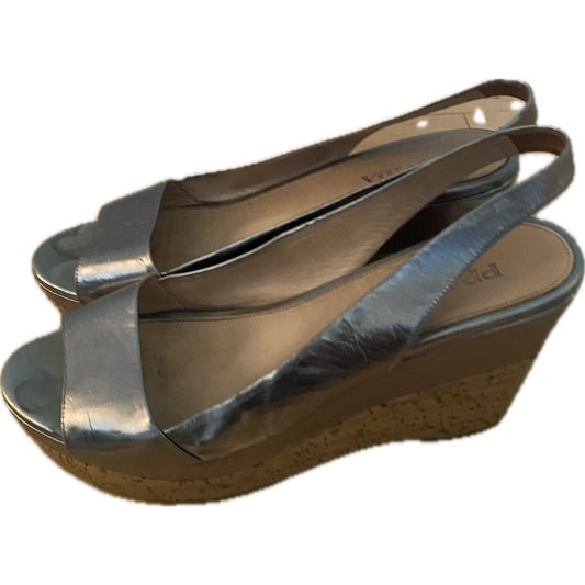 Prada Silver Slingback Wedge Sandals Size 39