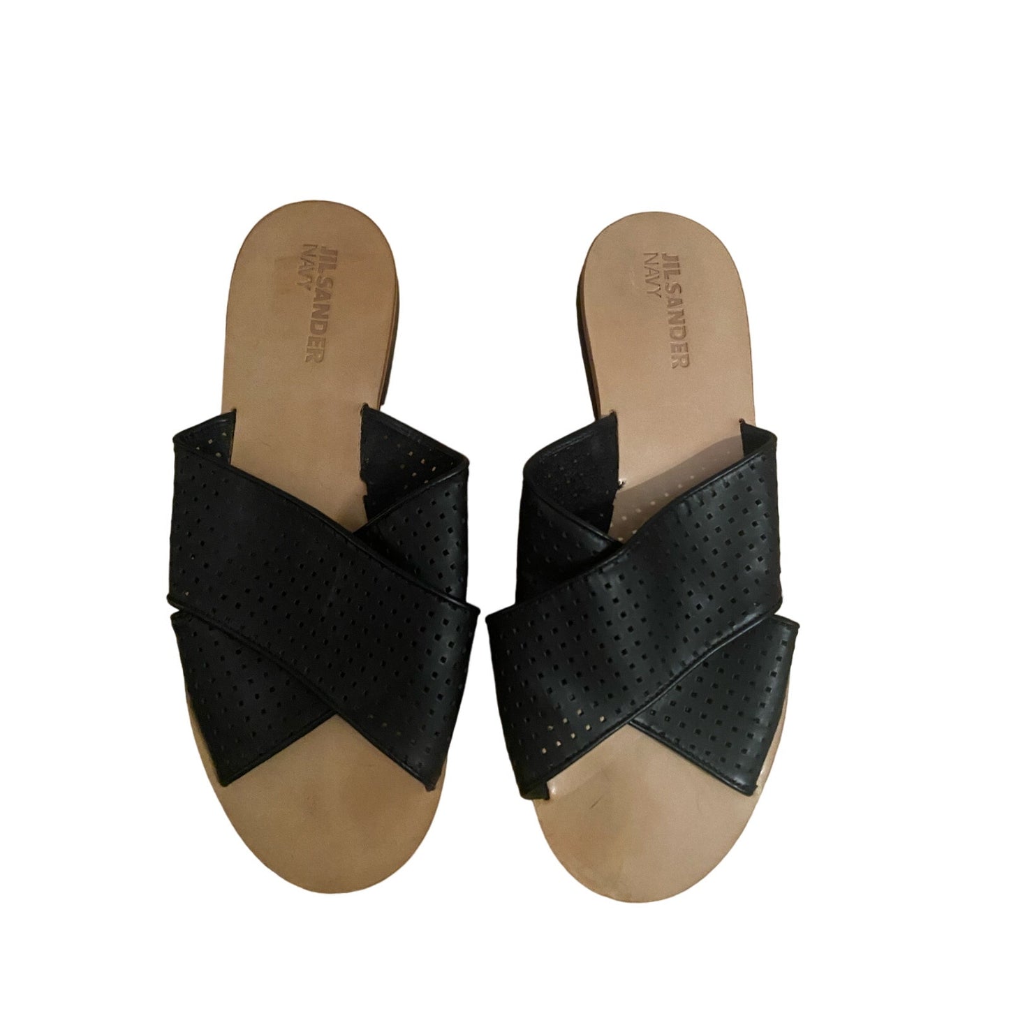 Jil Sander Navy Slide Sandals in Black Size 41