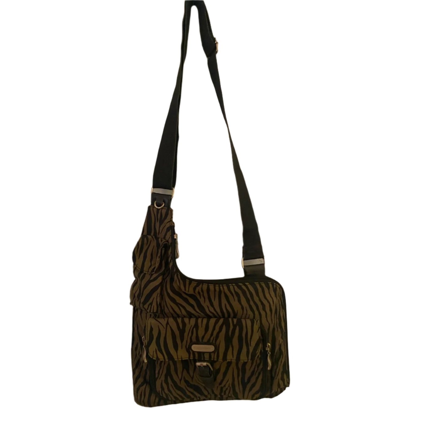 Baggallini Zebra Print Crossbody Nylon Handbag