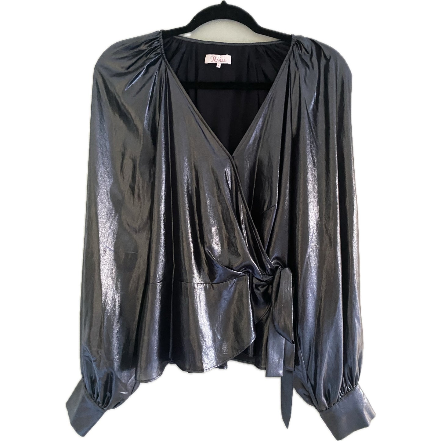 Parker NWOT Sheridan Metallic Wrap Blouse in Night Sky Size M