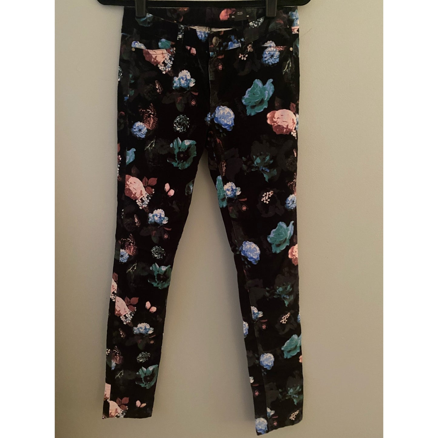 NWOT Club Monaco Remi Skinny Floral Printed Corduroy Pants Jeans Size