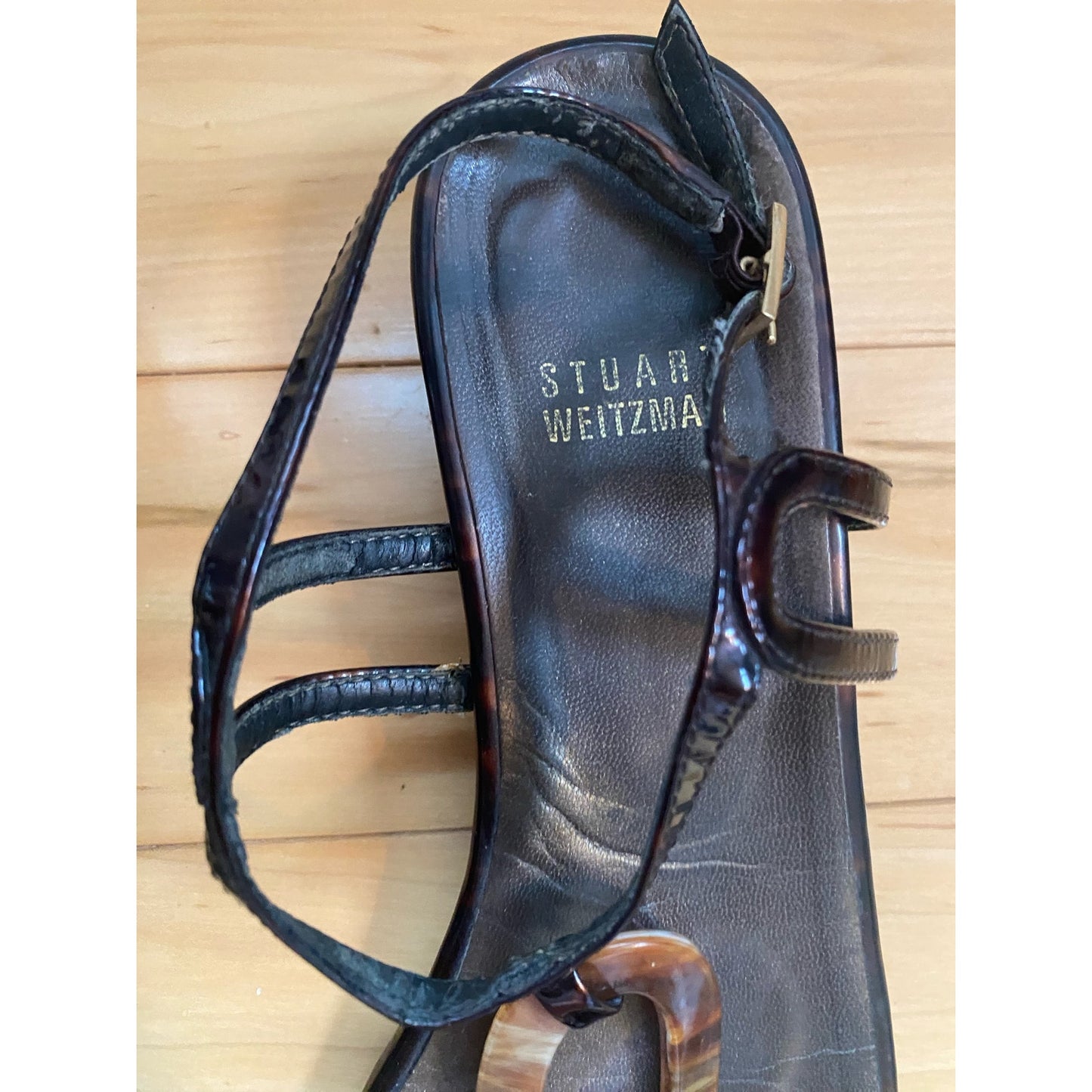 Stuart Weitzman Tortoise Shell Brown Sandals Size 7.5