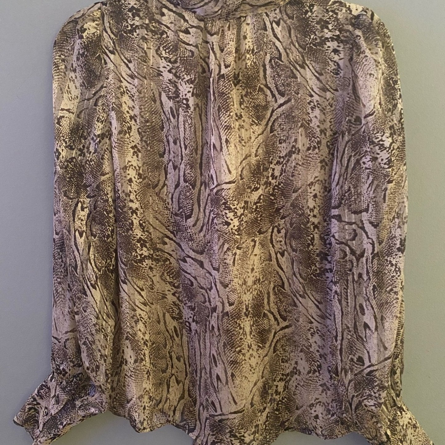 Joie Women's Snake Print Tie Neck Balloon Sleeve Button Up Blouse Size XS NWT