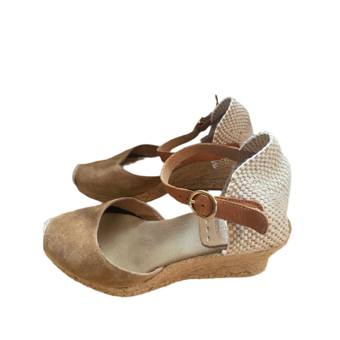 Kanna Espadrille Suede Wedge Sandals Taupe Wedge Size 7.5