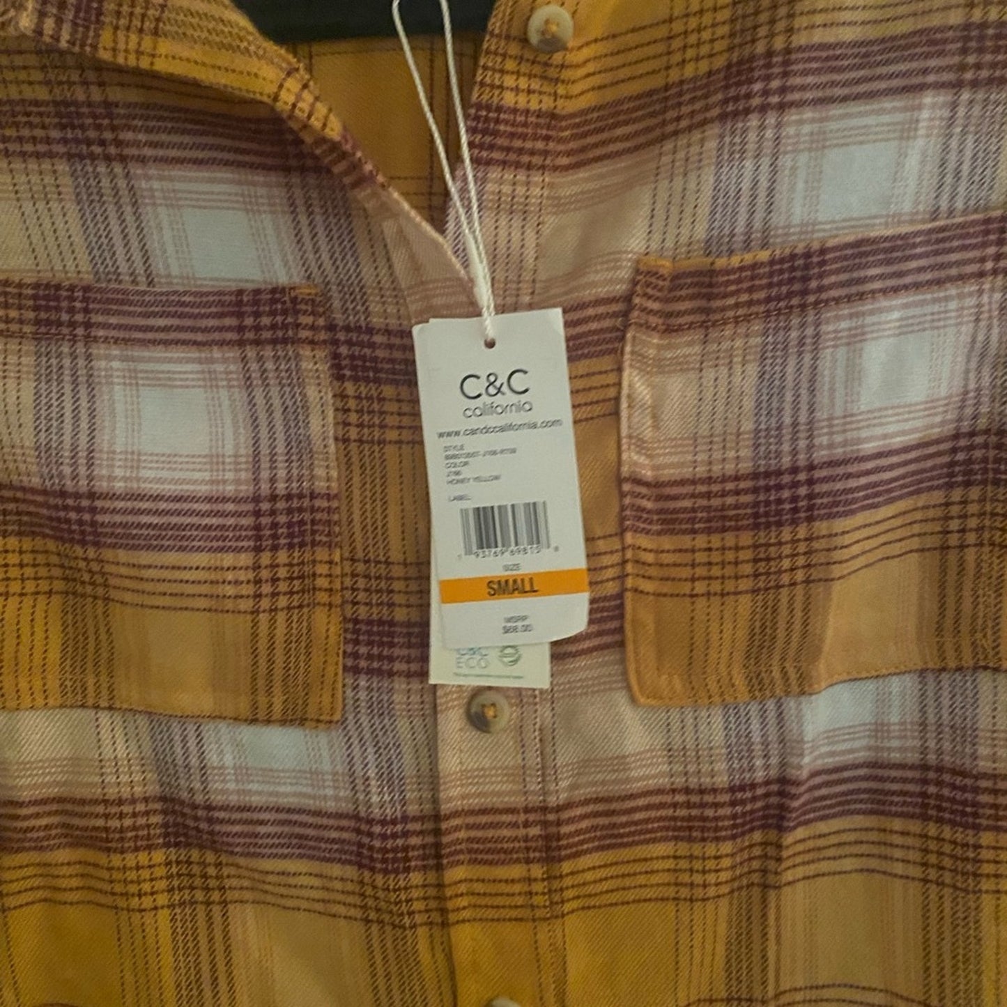 NWT C & C California Flannel Plaid Shirt Size S