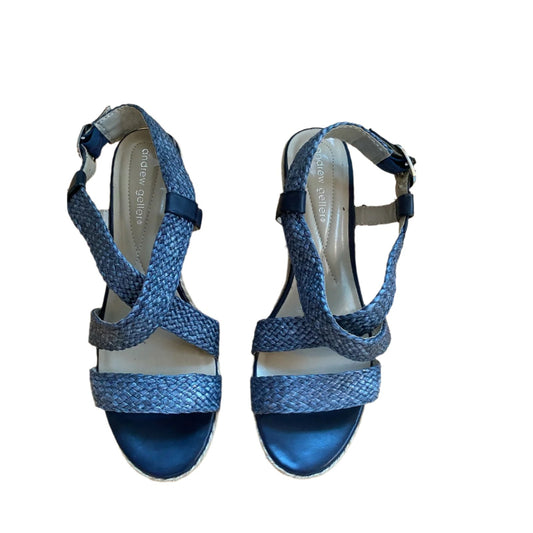 Andrew Geller Braided Blue Wedge Sandals Size 10