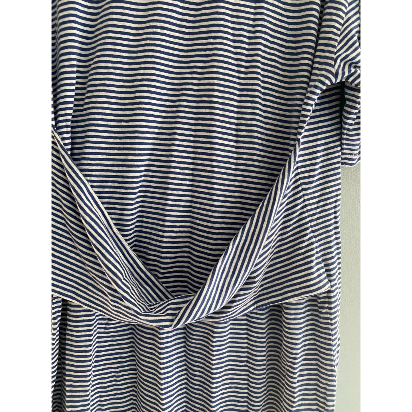 Theory Blue and White Striped Front Twist Dress Size Large