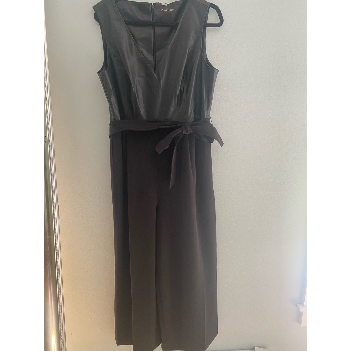 Calvin Klein Faxi Leather Jumpsuit Size 14