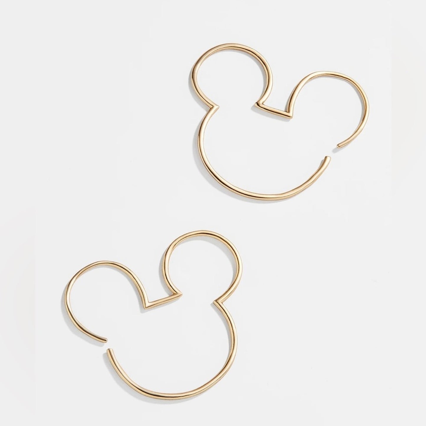 NWT Mickey Mouse Disney 18K Gold Sterling Silver Threader Hoop Earrings