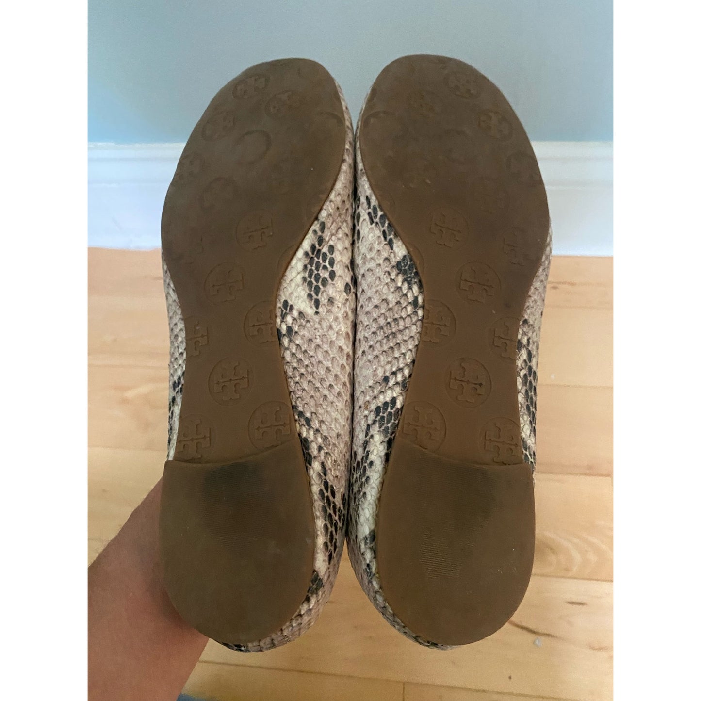 Tory Burch Reva Snakeskin Ballet Plats Size 8.5