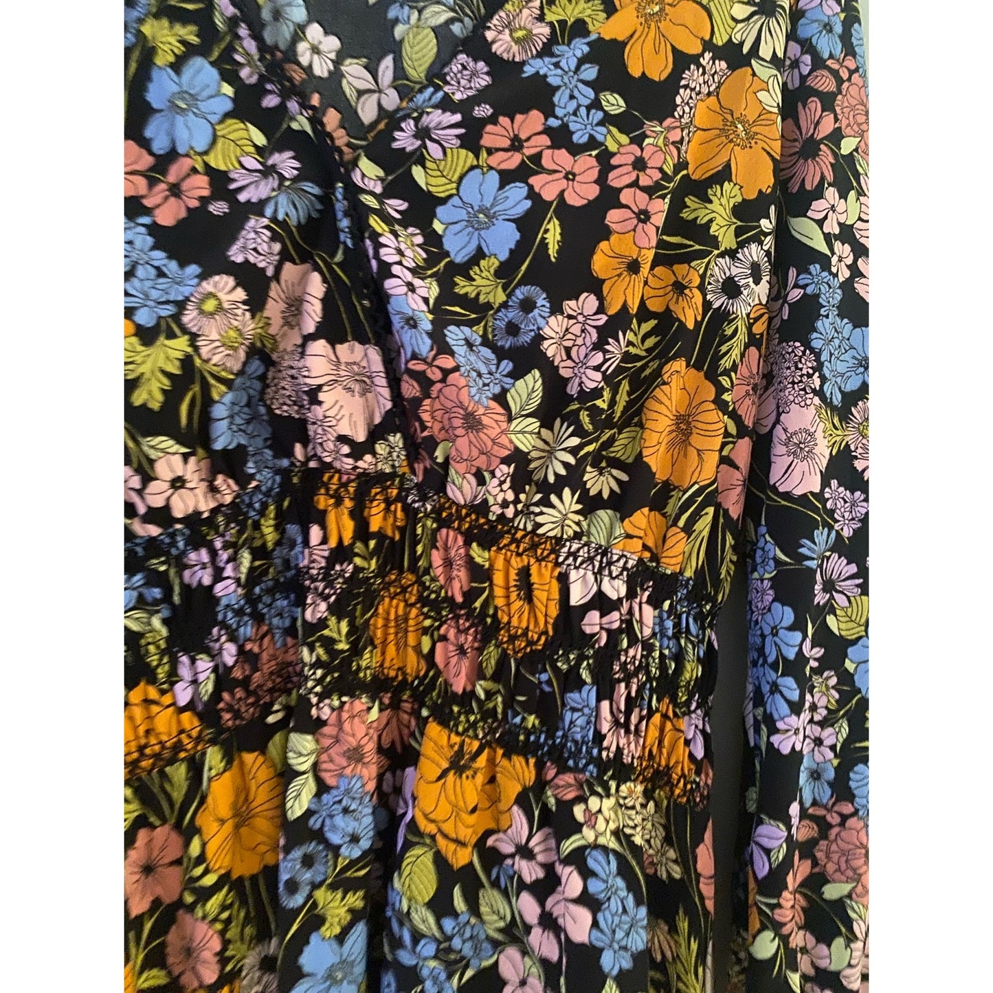 Wayf Black Floral Dress Size M