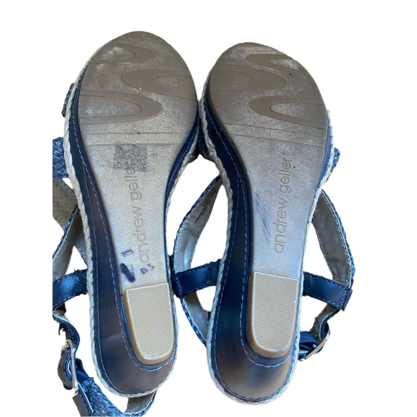 Andrew Geller Braided Blue Wedge Sandals Size 10