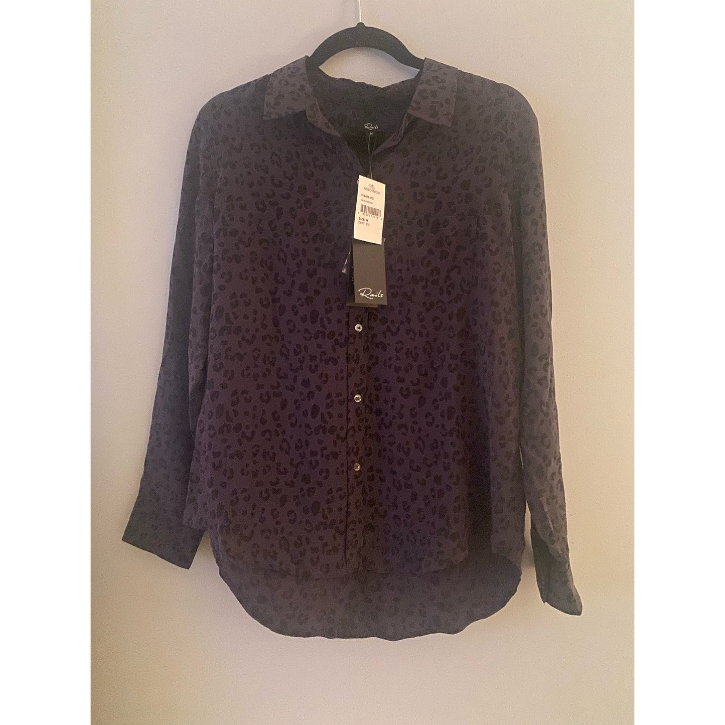 NWT Rails Silk Onyx Cheetah Shirt Size M