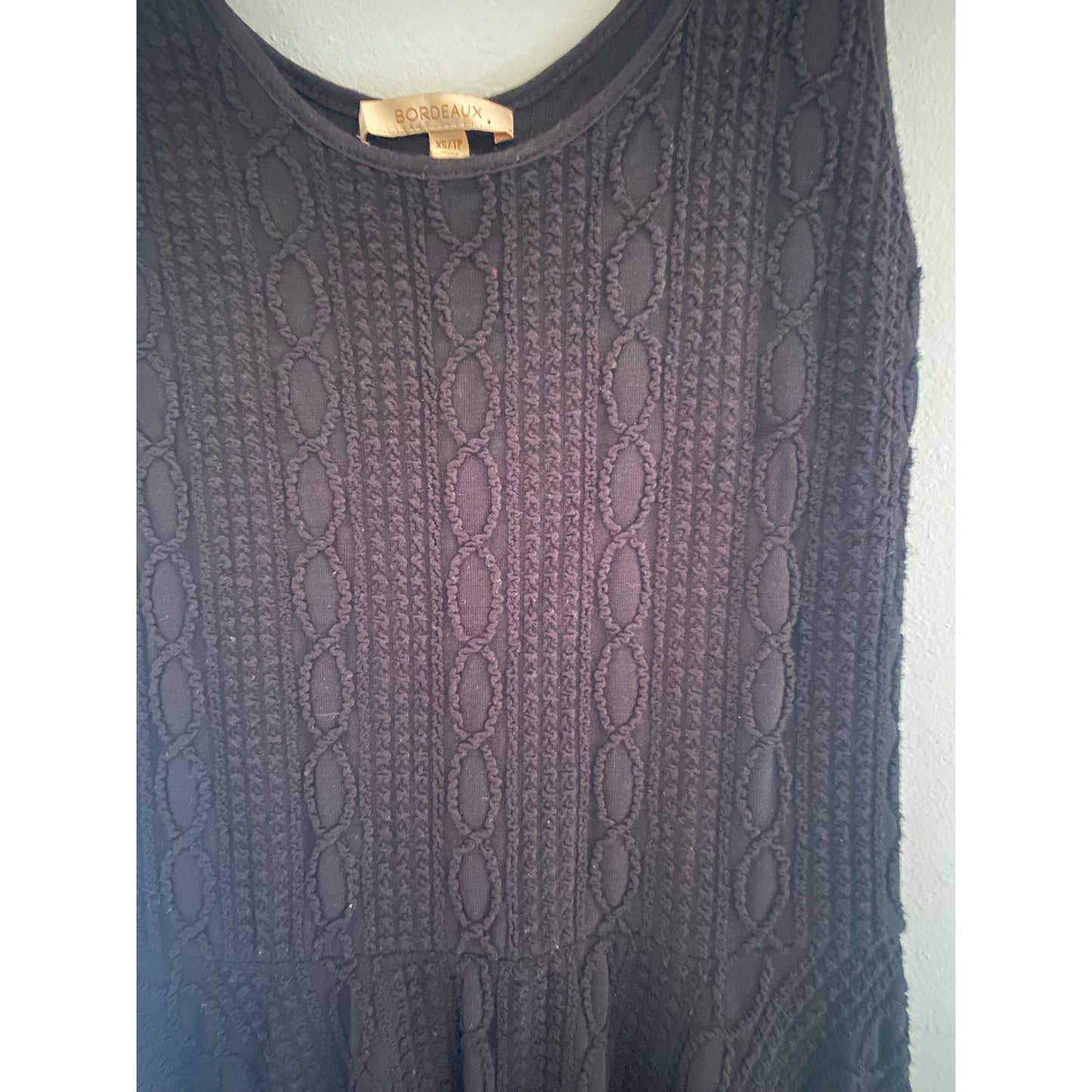 Anthropologie Bordeaux Cabled Garonne Black Dress Size XS