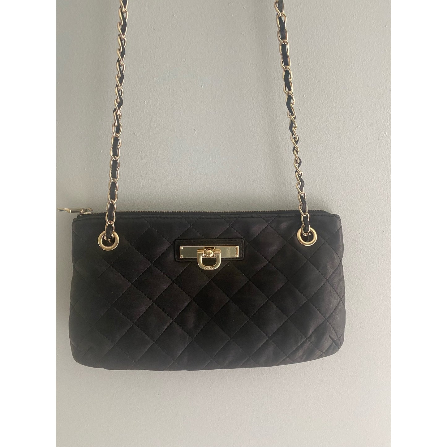 DKNY Lambskin Leather Black Quilted Handbag