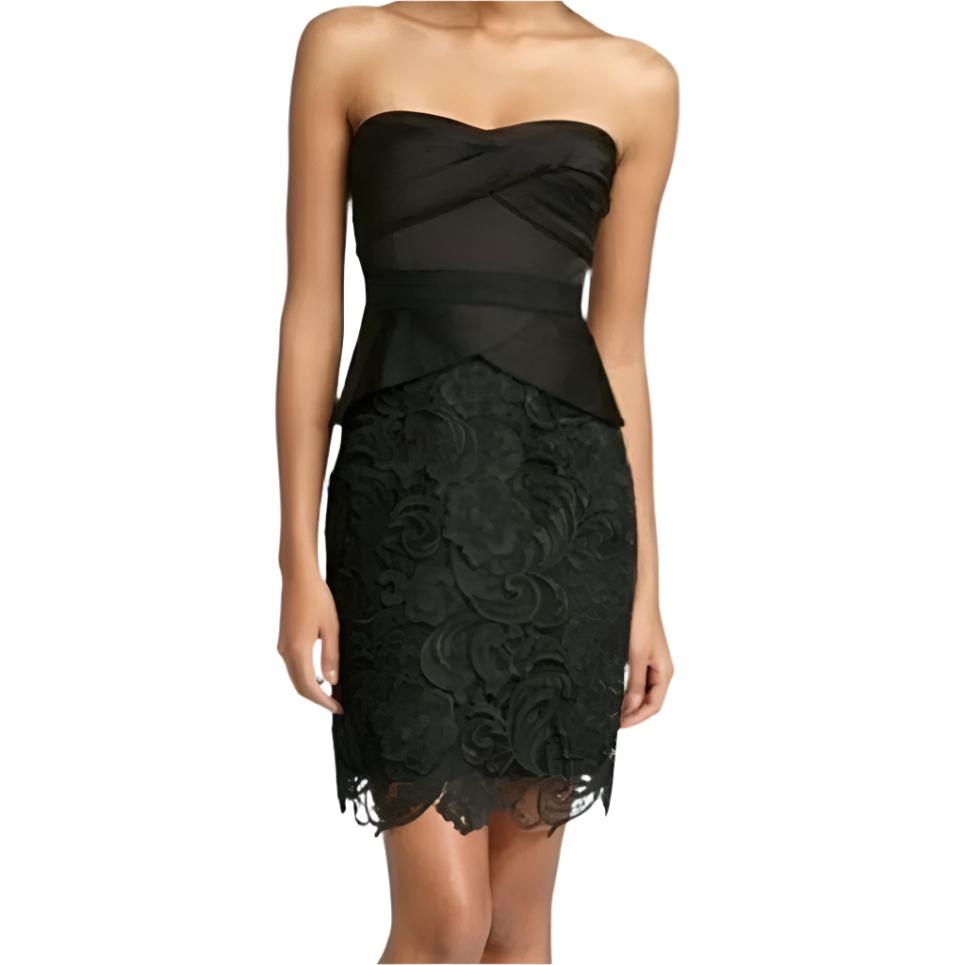 BCBGMAXAZRIA Black Lace & Satin Cocktail Party Dress Size 8