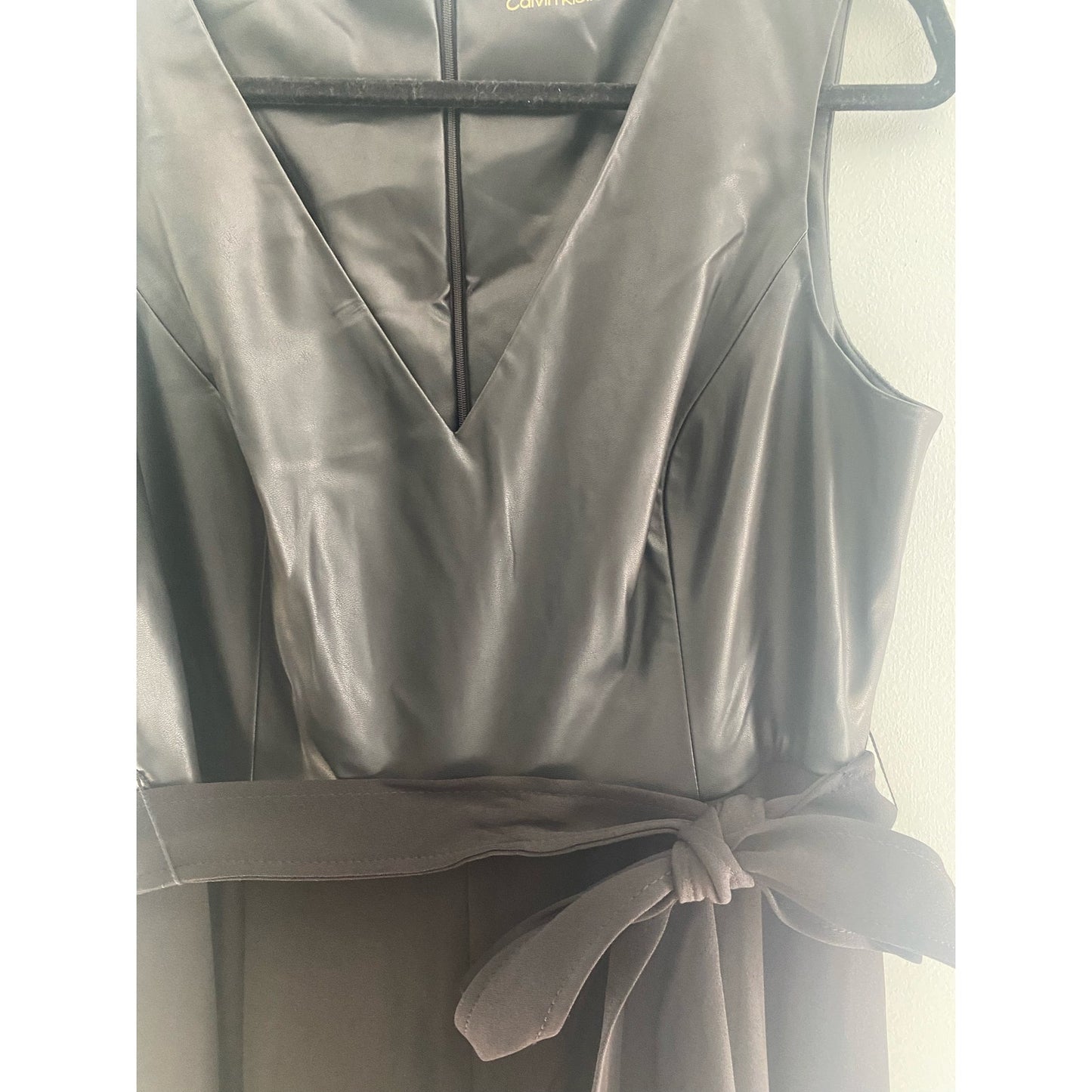 Calvin Klein Faxi Leather Jumpsuit Size 14