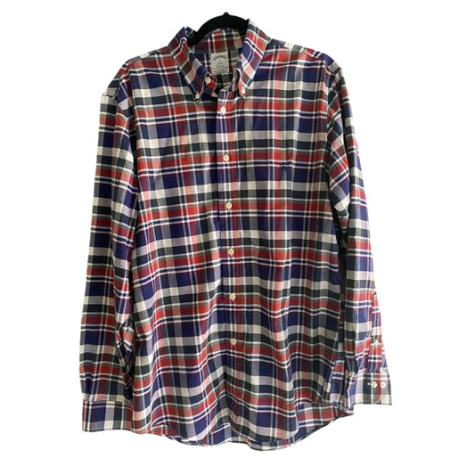 Brooks Brother Non Iron Plaid Shirt Size L