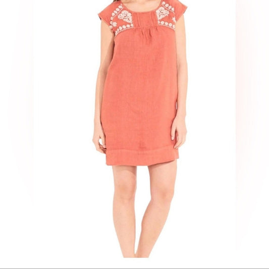 Roberta Roller Rabbit Linen Dress in Coral Size M