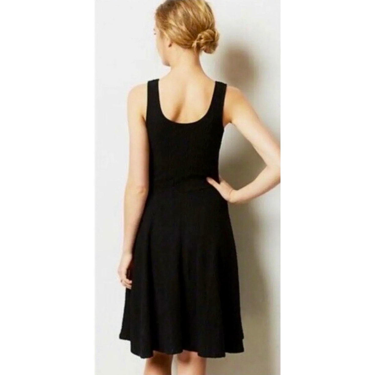 Anthropologie Bordeaux Cabled Garonne Black Dress Size XS