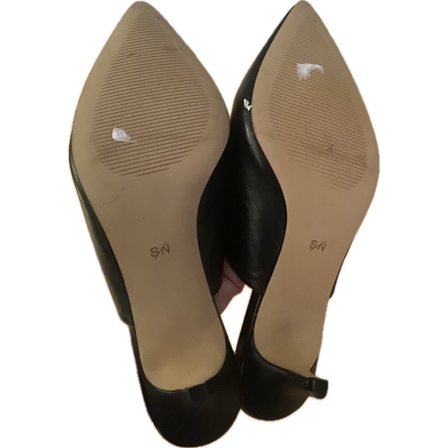 Something Navy Black Leather Mules Size 8.5