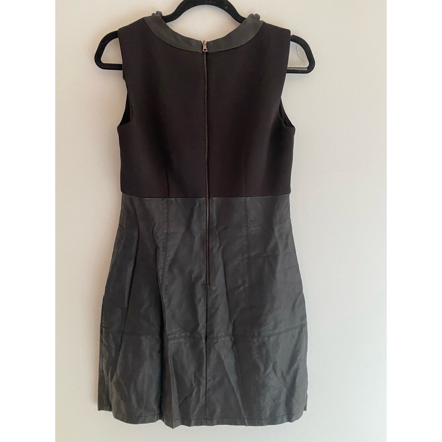 Taylor Black Faux Leather Dress with Flowers Size 6