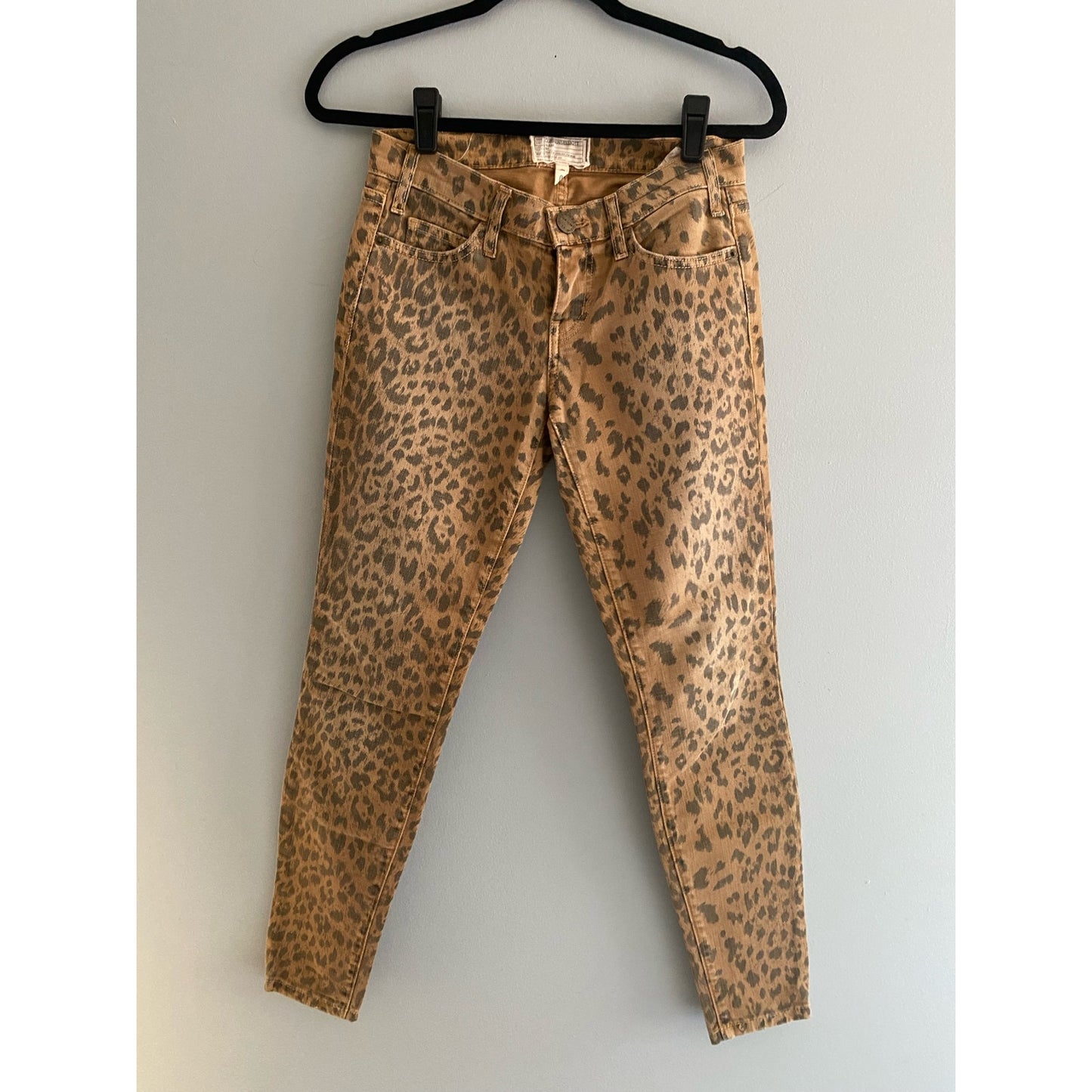 NWOT Current/Elliott Camel Brown Leopard Print The Stiletto Mid Rise Jeans Size 24