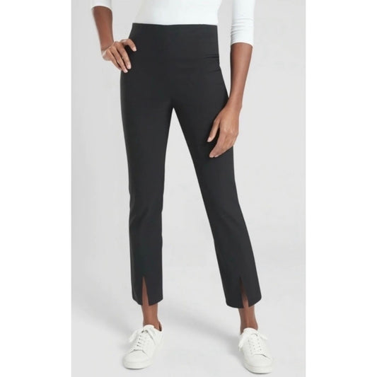 Athleta Wander Black Front Slit Slim Straight
Crop Pants on