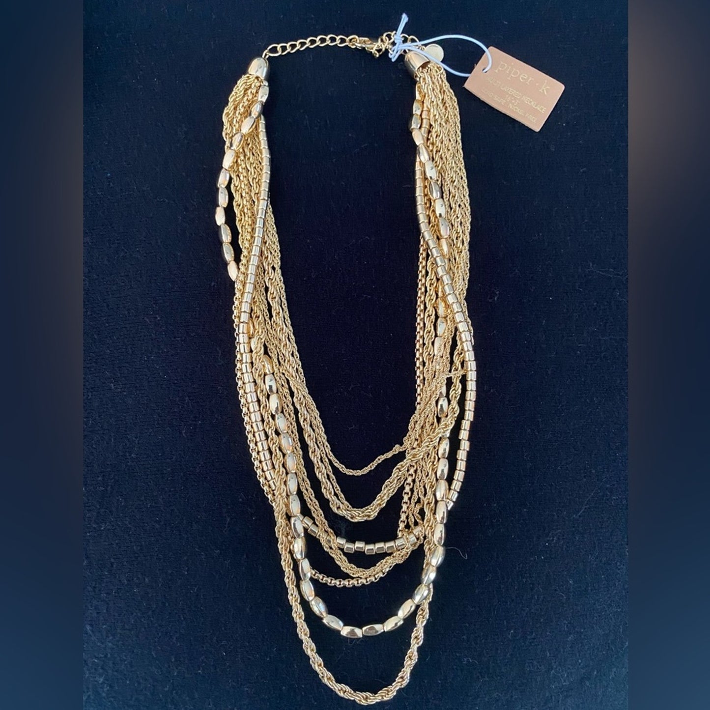 NIB Piper K Gold Multi-Layered Necklace