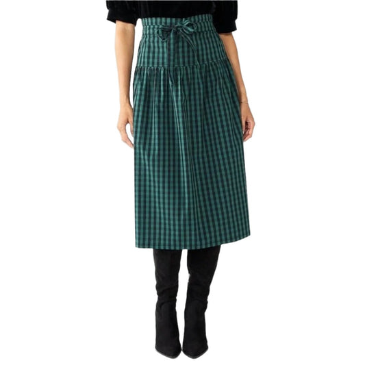 NWT Draper James RSVP Paperbag Waist Skirt in Green Black Size XS