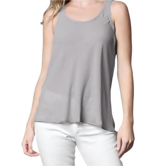 Lola & Sophie Double Georgette Tank Gray Size S