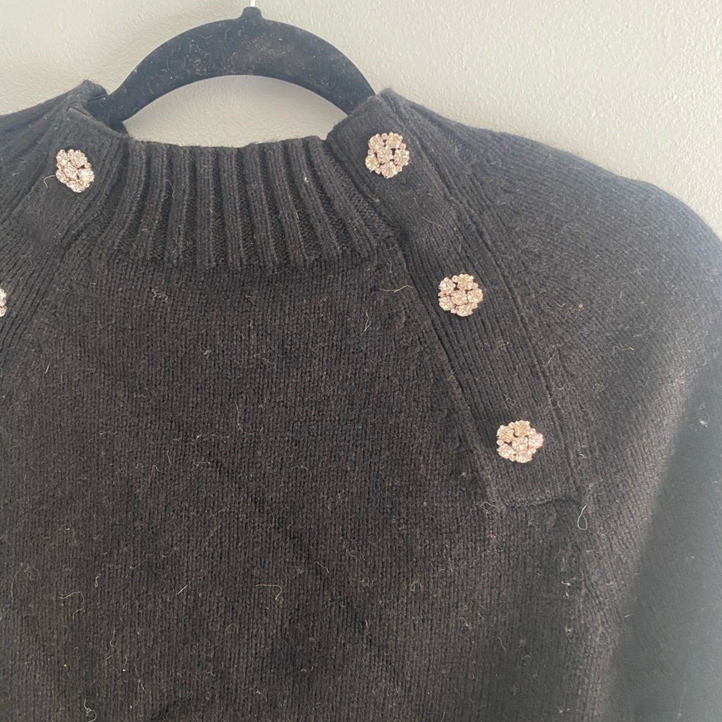 J. Crew Rhinestone Black Sweater Size S