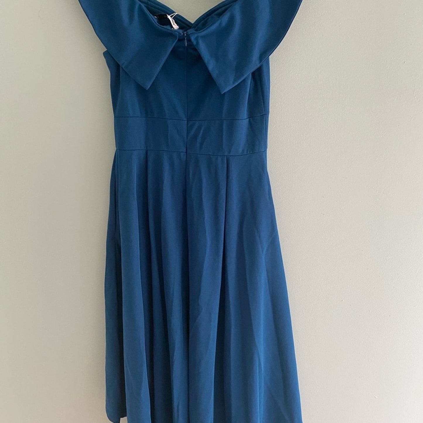 NWT JASAMBAC Women's Off Shoulder High Low A Line Dress In Teal Size M