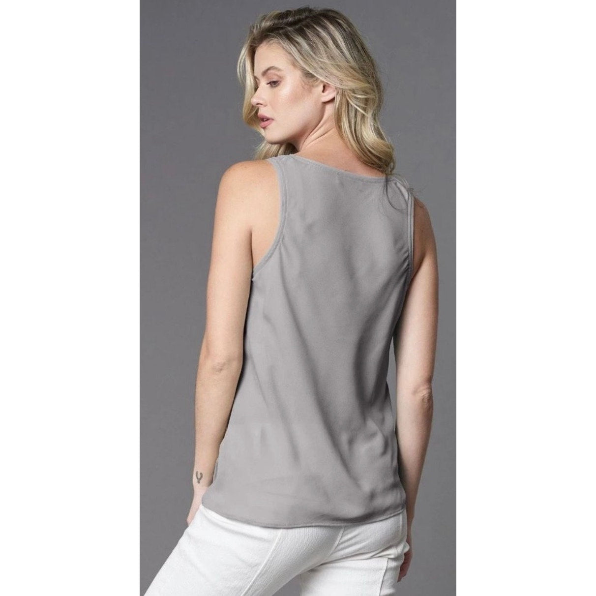 Lola & Sophie Double Georgette Tank Gray Size S