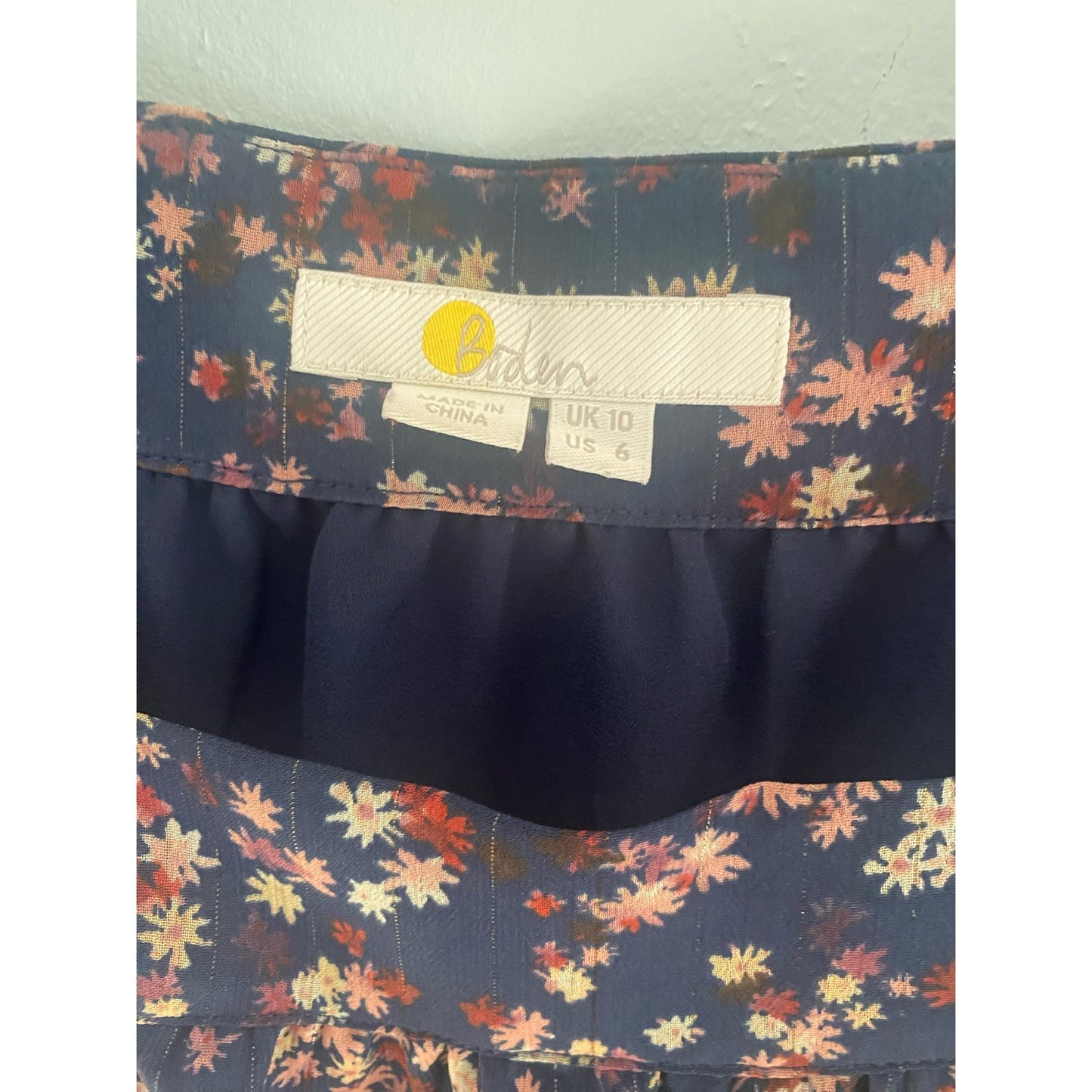 Boden Navy Floral Blouse Size 6