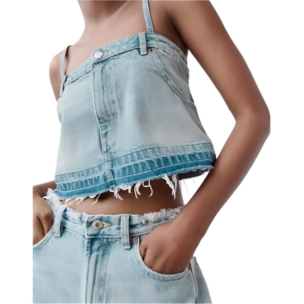 NWOT Zara Denim Cropped Top Size XS