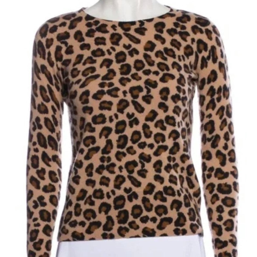 Cynthia Rowley Cashmere Animal Print Sweater Size S