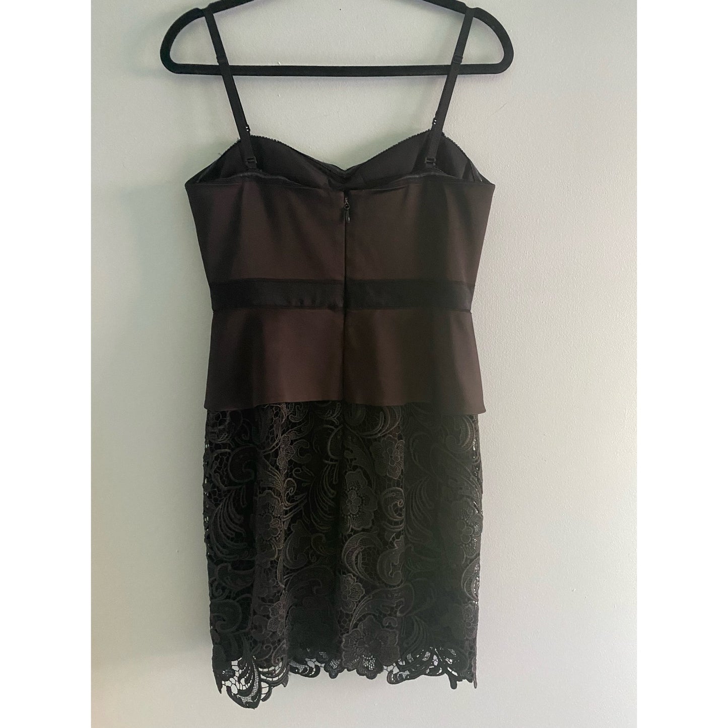 BCBGMAXAZRIA Black Lace & Satin Cocktail Party Dress Size 8