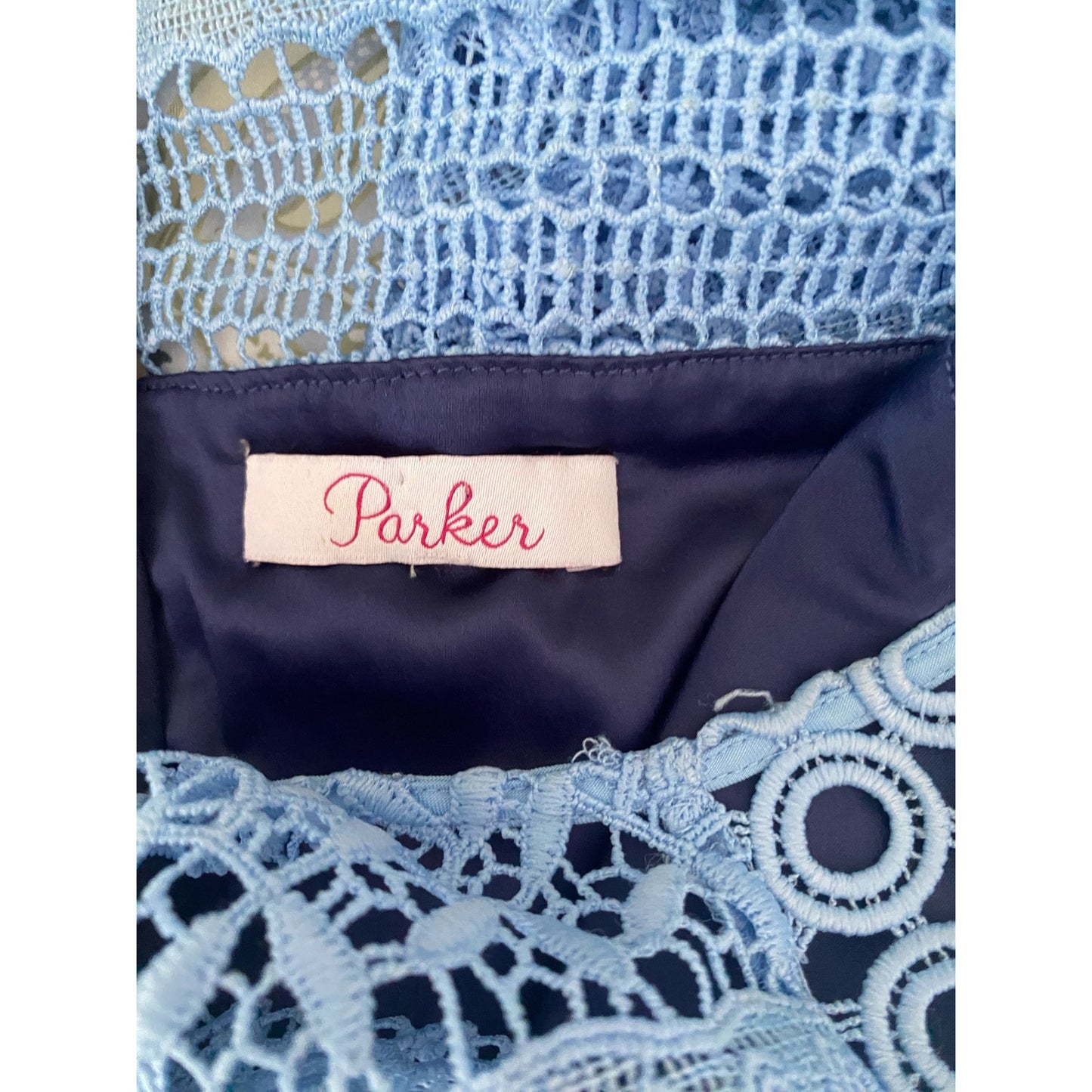 Parker Blue Darcy Lace Ruffle Dress Size M