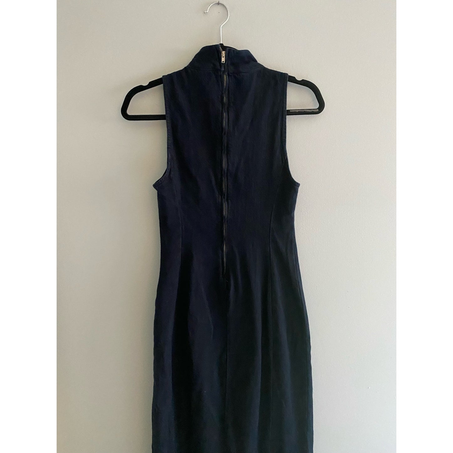 NWT Zara Mock Neck Denim Long Dress Size XS