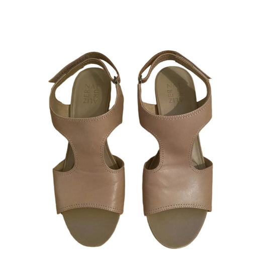 Naturalizer Tan Leather Wedge Sandals Size 8.5