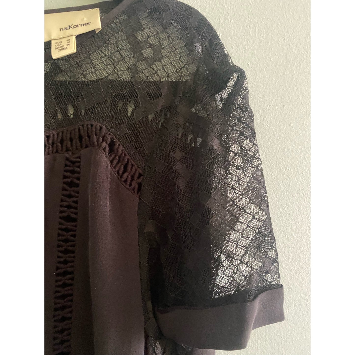 The Korner Black Silk Lace Dress Size M