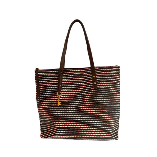 Fossil Striped Navy Tote