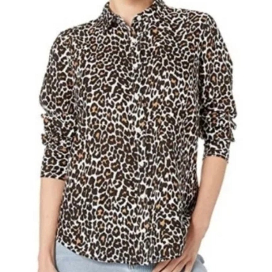 J. Crew Leopard Print Shirt Size 12 Slim